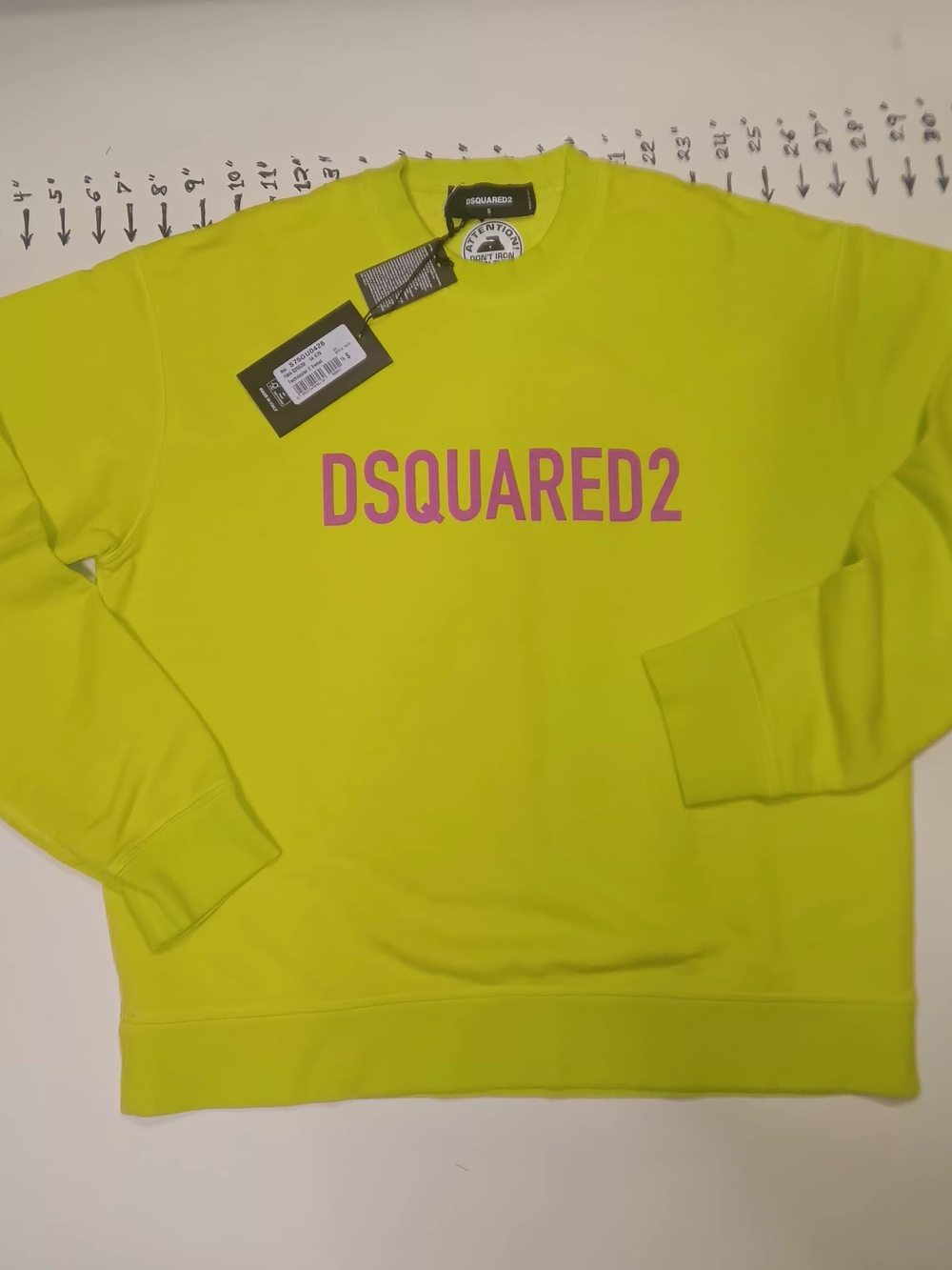 DSQUARED2 Oversized Neon Yellow Crewneck with Pink Logo